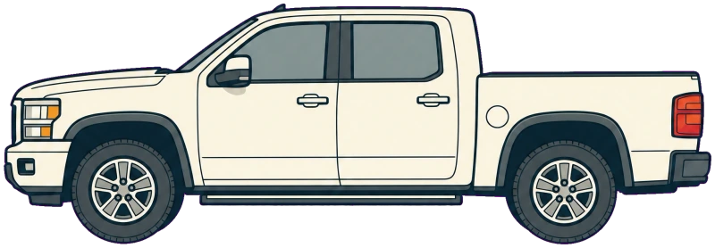 Illustration of a full-size pickup truck in side profile.