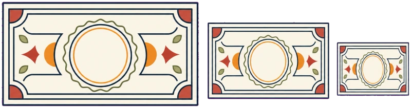 Illustration of the same dollar bill drawn three times in a row, each one noticeably smaller than the one before.
